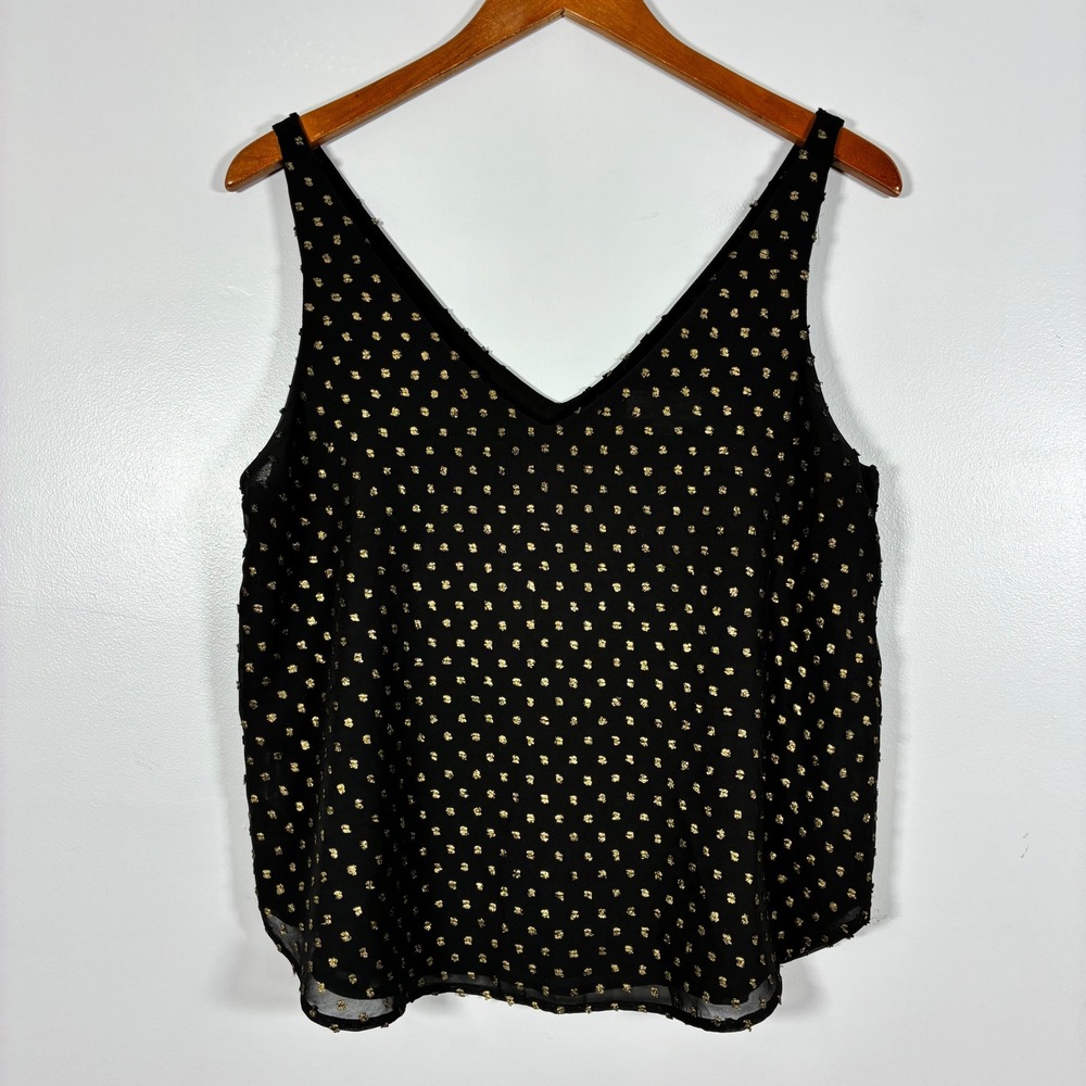 Loft Outlet Tank Top S Gold Metallic Clip Dot Holiday Evening Elegant Cocktail